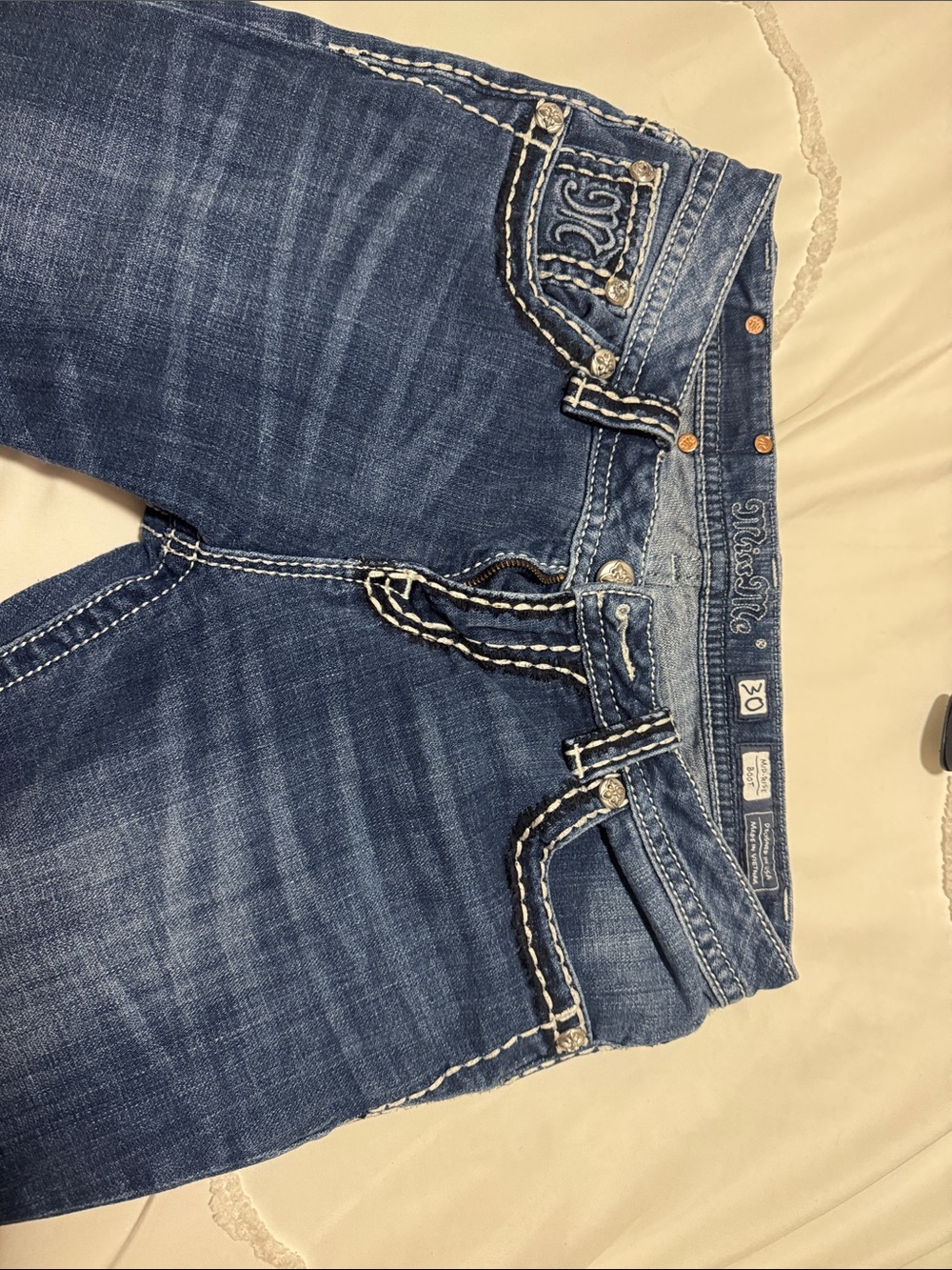 Miss Me Blue Embroidered Boot Cut Jeans